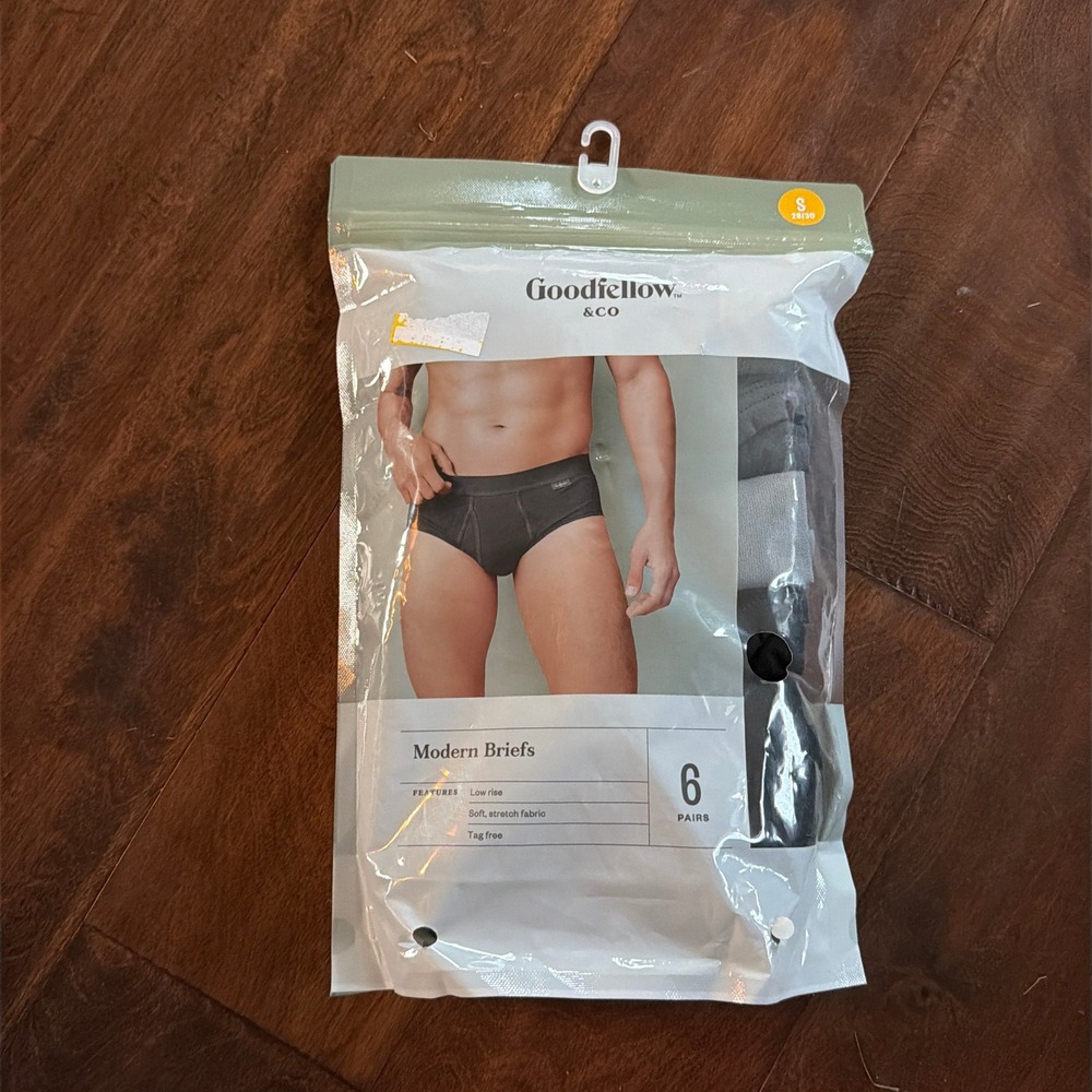 Goodfellow & Co Mens Modern Briefs 6 Pairs Size Small 28/30  Black Grey Blue